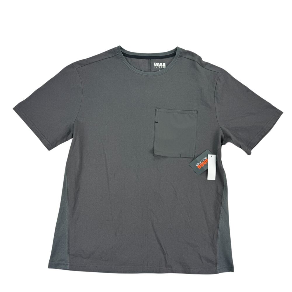 Bass Outdoor Mens Short Sleeve Pocket Crewneck T-Shirt Dark Gray L